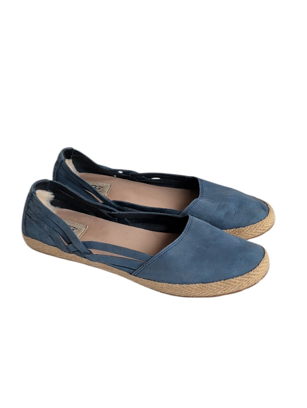UGG Australia Cicily Espadrille Flats 9.5 Blue Sheepskin-Lined Heel